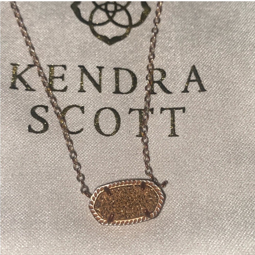 Kendra Scott Elisa Copper Druzy Necklace with Rose Gold